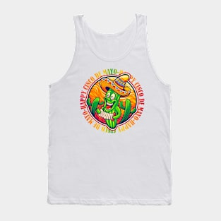 Happy Cinco de Mayo Mexican Fiesta Funny Cactus wearing sombrero Mexican Hat Tank Top